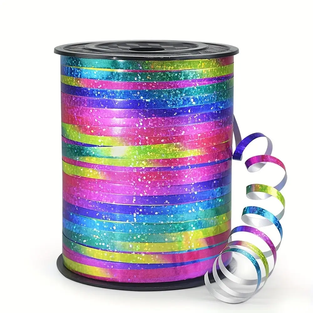 100 Yards Rainbow Metallic Balloon Ribbon, Garland Ribbon, Easy to Curl, Ideal for Birthday Party Crafts, Weddings, Gift Wrapping, Holiday Decor, Gift Wrapping Supplies
