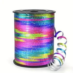 100 Yards Rainbow Metallic Balloon Ribbon, Garland Ribbon, Easy to Curl, Ideal for Party Crafts, Weddings, Gift Wrapping, Holiday Decor