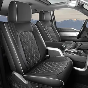 Umbrauto Leather Seat Covers Custom fit Silverado/Sierra, Waterproof Pickup Truck Car Seat Covers Full Set for Chevy Silverado GMC Sierra 2014-2018 1500, 2015-2019 2500HD 3500HD Crew Double Extended Cab