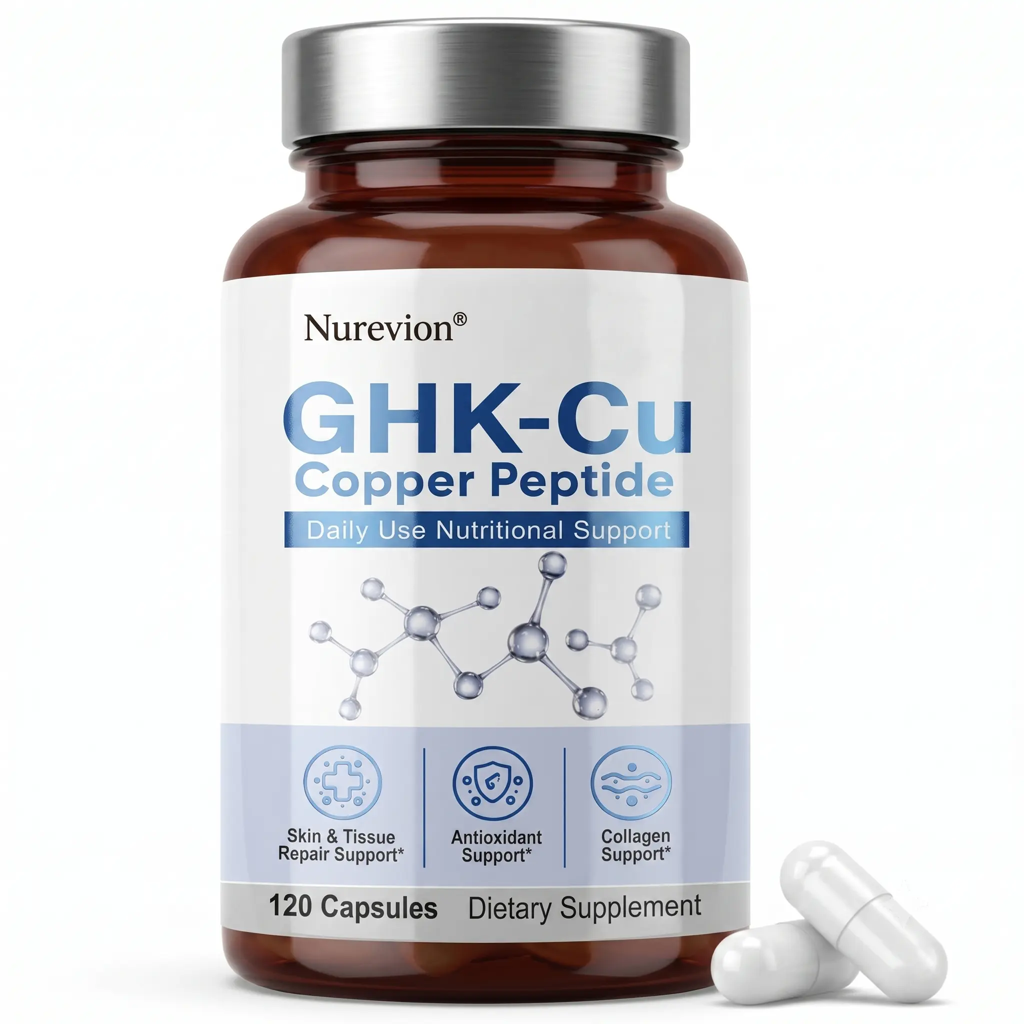 GHK-Cu Copper Pe-ptide, High Potency Formula Promotes Skin Elasticity & Firmness, Youthful Glow & Healthy Hair, Gluten-Free Backed Formula for Everyday Wellness – 120 Capsules Beauty Collagen