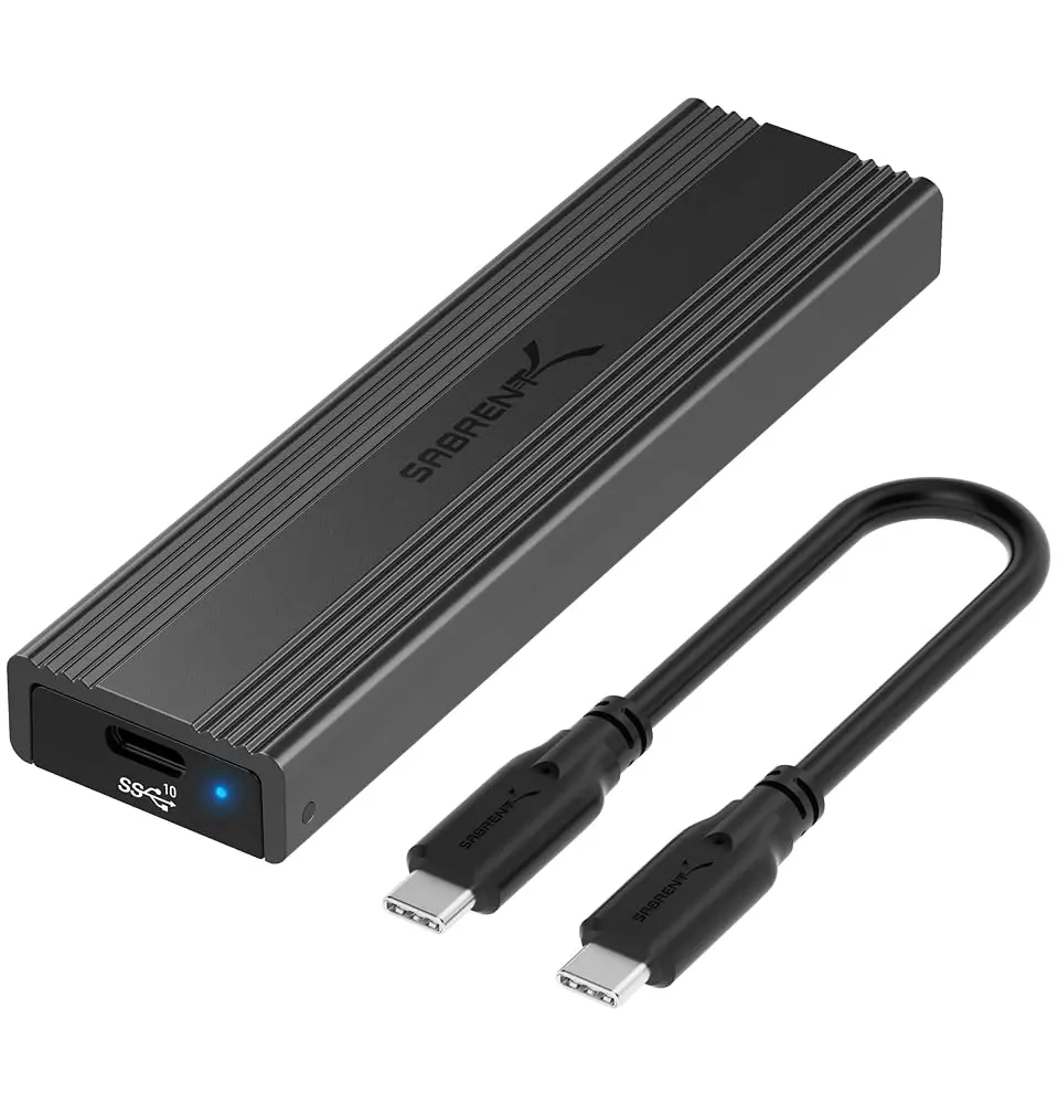 Sabrent USB 3.2 Type-C Tool-Free M.2 NVMe and SATA SSD Enclosure for PCIe Drives