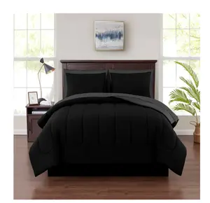7 Piece Reversible Bed in a Bag Comforter Set with Sheets - Black - Queen Size bed sheet