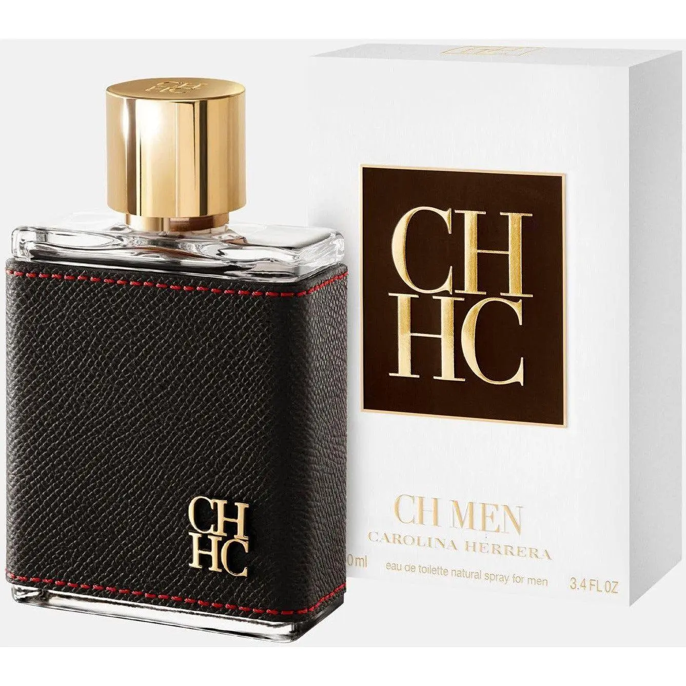 Carolina Herrera CH Men Eau de Toilette (EDT) Men's Fragrances, 3.3/3.4 oz Boxed Cologne with Glamorous Saffron Packaging, Aromatic Amberwood-Nutmeg Amber-Oriental Spices, New in Box, Ideal for Evening Wear, Mature Appeal