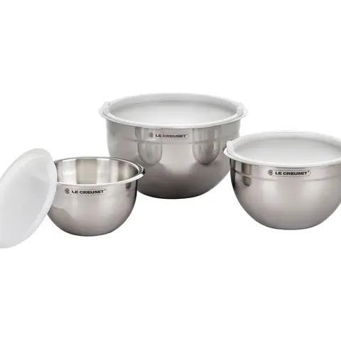 Le Creuset Set of (3) Nested Mixing Bowls with Lids