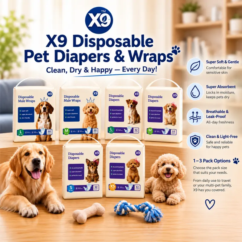 Dog Diapers 1–3 Pack for Male and Female Dogs,   fast absorption  Leak-Proof Super Absorbent Disposable Diapers for Indoor Accidents, Puppies and Senior Dogs