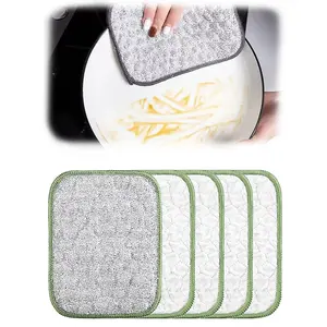 Dishcloths, Double Side Non Scratch Wire, Wet and Dry, 6.3×4.7 inch, 5pcs