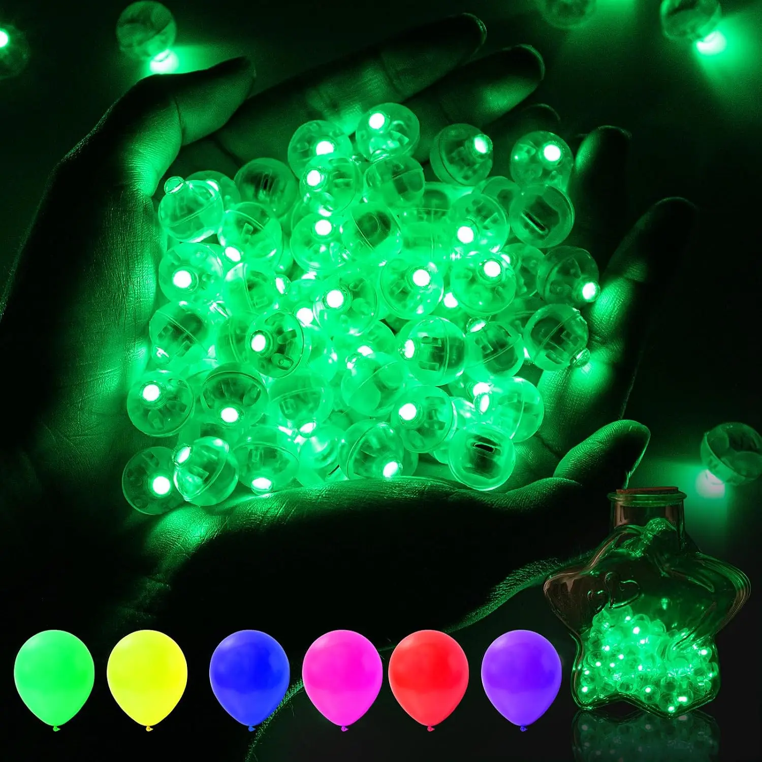 100pcs LED Balloon Lights,Green Mini Balls Lights,Long Standby Time Waterproof for Paper Lantern Easter Decor Halloween Christmas Birthday Party Decoration for Indoor Outdoor
