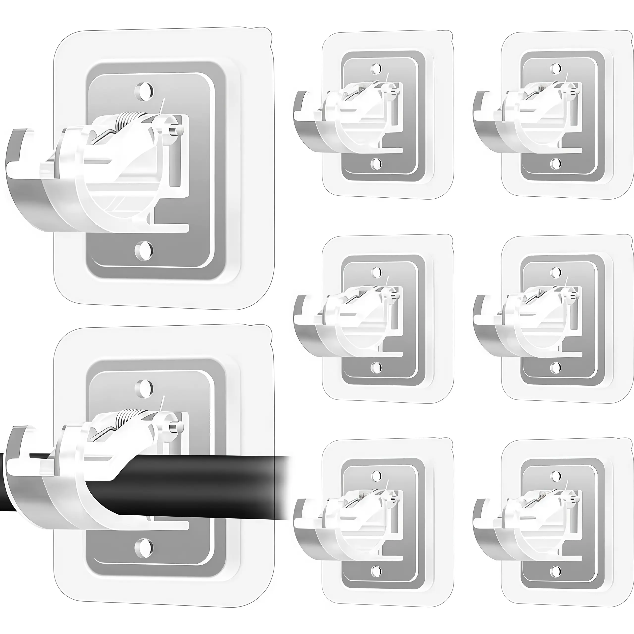 8-Piece Screen Rod Adhesive Bracket - Self Adhesive Hooks & Rails, Reusable Sticky-Back Rod Mount, Double-Sided Nano Transparent Hooks & Rails for Drill-Free, Non-Destructive, Easy Installation, Heavy-Load Detachable Suspension, Reusable Sticky-Back Hooks