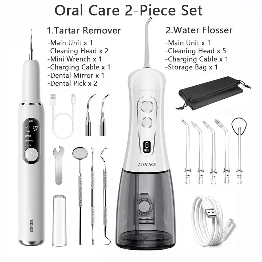 MDLIKE Plaque/Tartar Remover for Teeth, Dental Calculus Remover Teeth Cleaning Kit with LED Light & 5 Adjustable Modes Tartar Remover-Cleansing Mouth Care Father's Day Gift Long Battery Life Waterproof Oral