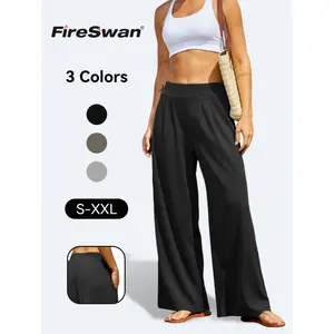 FireSwan Women's Wide Leg Palazzo Pants High Elastic Waist Casual Work Pants Flowy Dress Trousers with Pockets#Spring#springfashion