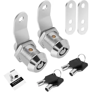 2 Pack 5/8" Tool Box Lock with Keys, Keyed Alike Cam Lock Replacement for Mailbox RV Storage Door, Zinc Alloy with Manual