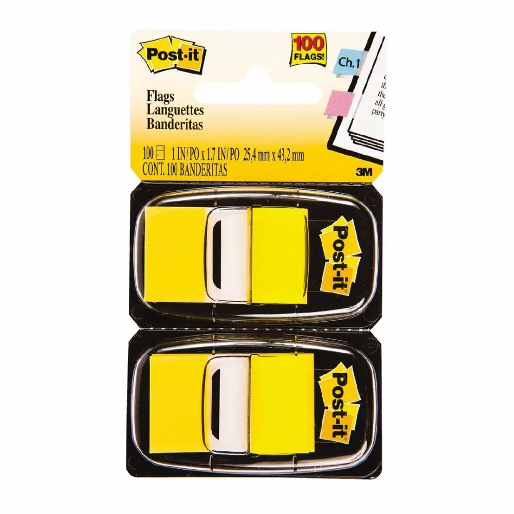 Post-it Flags Sticky Note Marking Flags - 1 In., Canary Yellow, Pack of 2, for Highlight, Indexing, Tabbing, Color Coding, Color Code