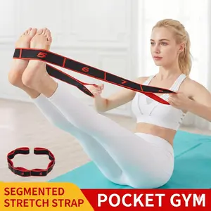 Multi-loop Yoga Stretch Strap with Numbers, Non-slip Fabric Resistance Band for Flexibility, Mobility & Home Workout