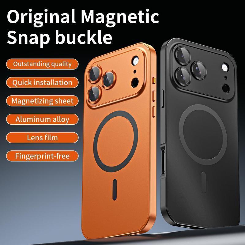 2026 iPhone Cases Alloy Aluminum Metal Frame with MagSafe Magnetic PC Backplate Case for iPhone 17 Pro,17 Pro Max Ultra Thin Phone Cover with Full Coverage Lens Protector Support Wireless Charging Durable Shockproof Casing