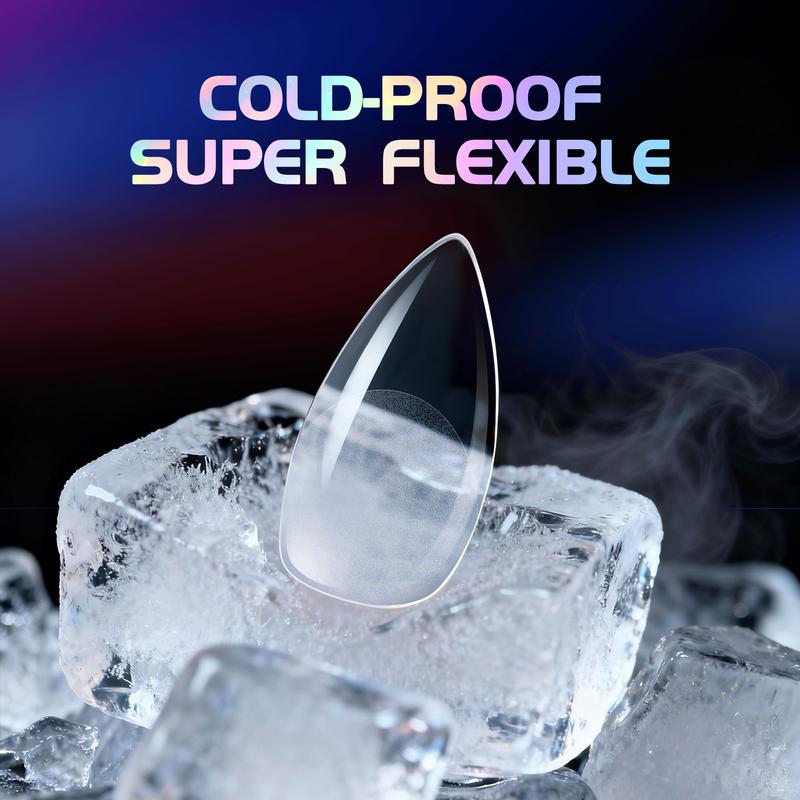 【Pluieor Official】Short Almond Nail Tips - 240Pcs Semi-Matte Full Cover Clear False Nails,10 Sizes Premium PMMA Fake Nails , Shatterproof & Flexible Press on Nails for Salons & DIY