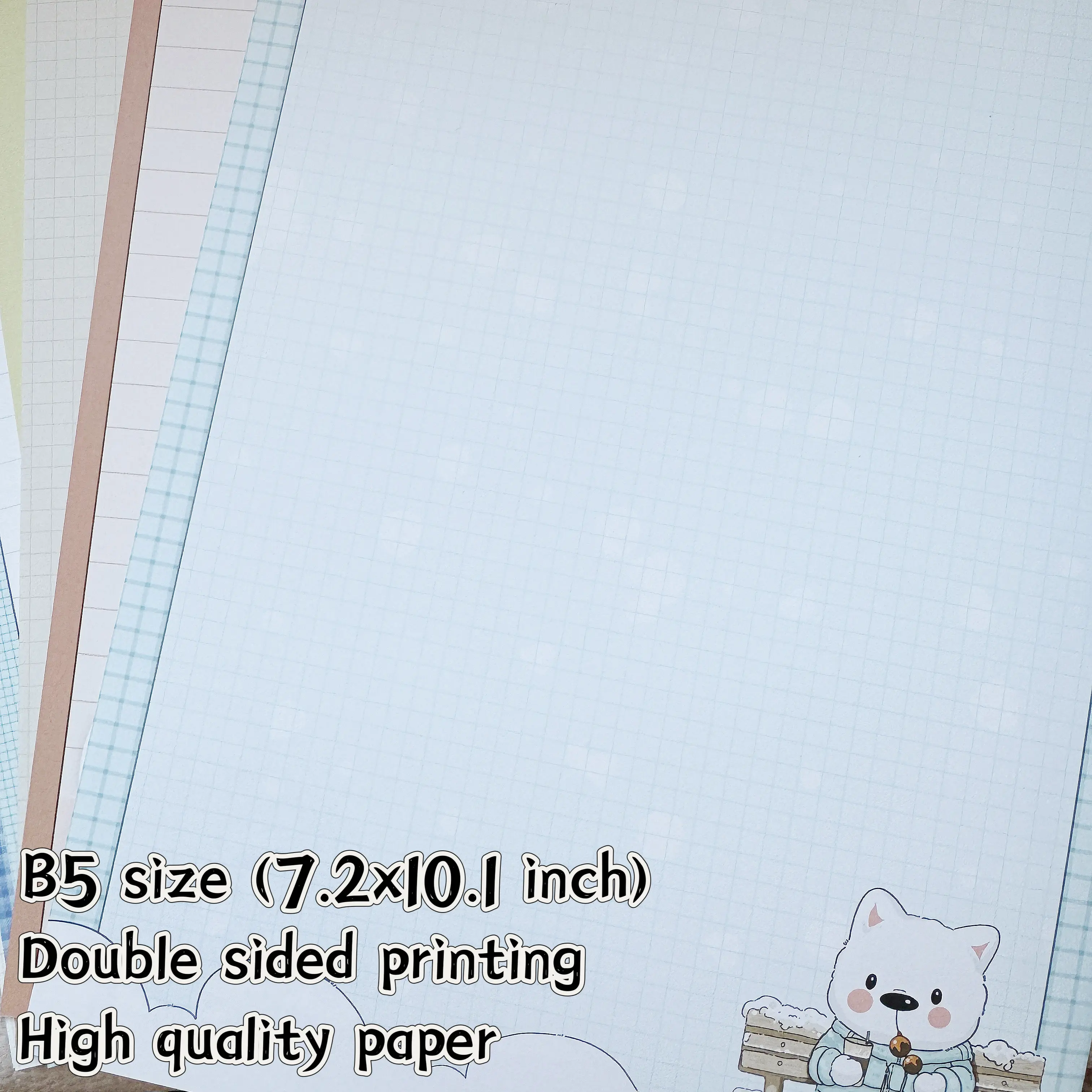 B5 Loose Leaf Writing Paper Pad puppy cat dog kitten art Cute Design Charming Full Background Office School Use Gift Choice Travel Notebook 120gsm Premium paper double sided printing high quality