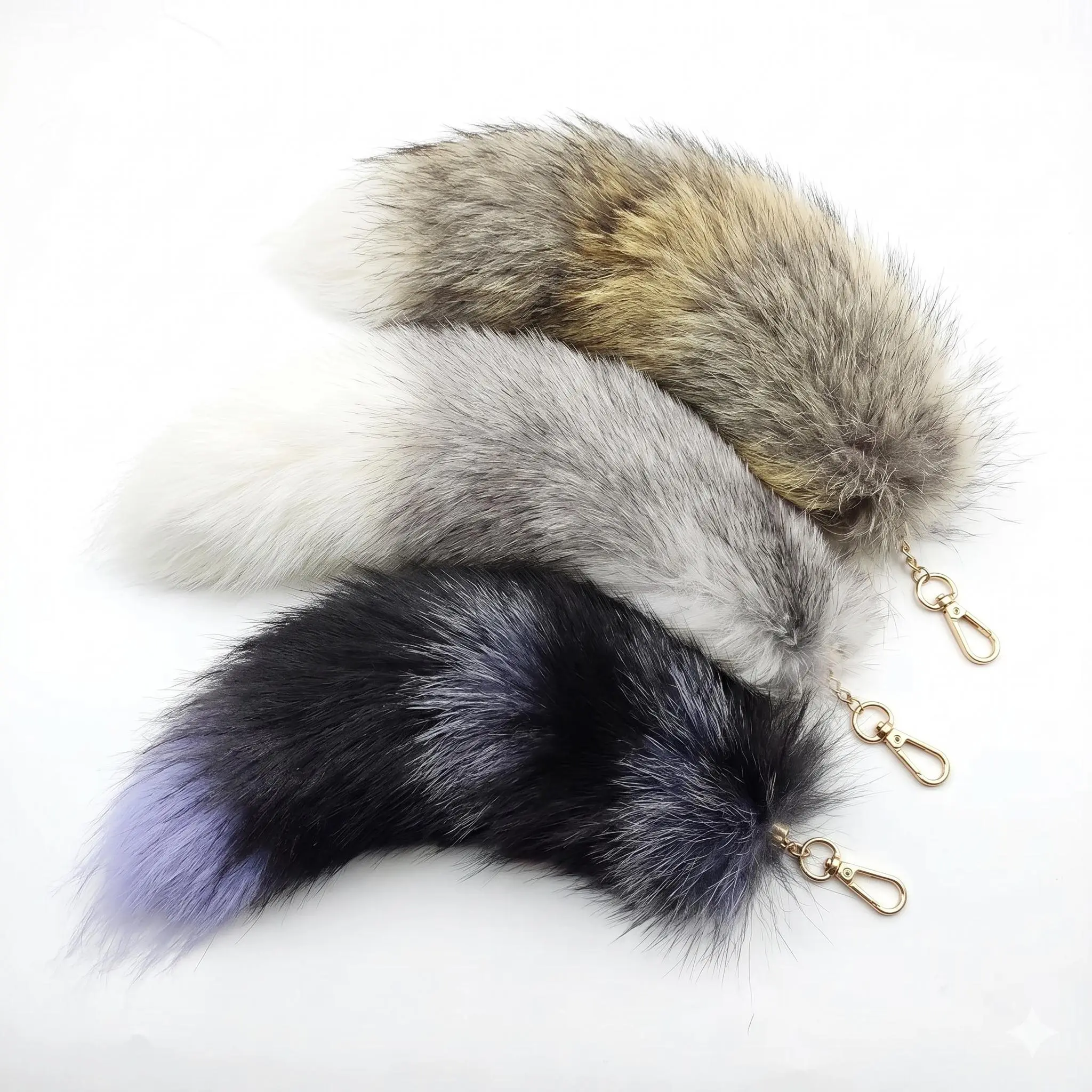 Faux Fur Fox Tail Keychain, 40cm Fluffy Plush Bag Charm for Women, Kawaii Gothic Anime Cosplay Accessory & Key Holder for Purse