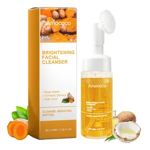 Amococo Brightening Facial Cleanser 100ml - Rose Water, Turmeric Extract & Kjoji Aid for Brightening and Softening Skin - Skincare, Skin Repair