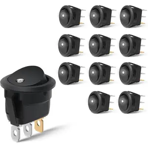 Nilight 12PCS Round Rocker Switches 12V 24V 20A White LED Toggle swtiches SPST 3 Pin 2 Position for Car Truck  Boat Marine Rocker On Off Control