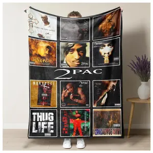 2Pac Tupac Shakur Iconic Album Art Collage Fleece Blanket – Makaveli Thug Life Hip Hop Icon Plush Throw, Perfect for 90s Rap Collectors Applies to Super soft  decorative sofa/sofa/bedroom