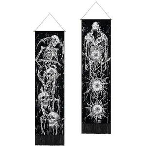 Skull Tapestry Goth Eyes Tapestries Skeleton Tapestry Aesthetic Black and White Tapestry Wall Tapestry for Room
