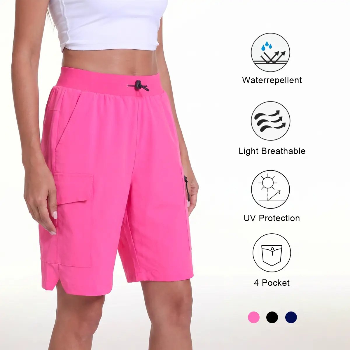 Women's Quick Dry Multi-Pocket Cargo Shorts - 4 Pockets, Back To School for Students, Ideal for Hiking & Athletic Gym Wear 501