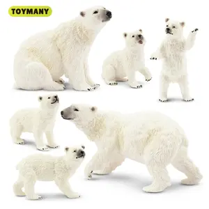 TOYMANY 6PCS Mini Polar Bear Figurines (2-4 in), Realistic Look Arctic Animal Toys with Cubs, Small Plastic Models for Caketoppers, Educational Gifts & Decorations Supplies