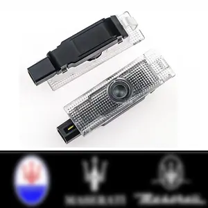2Pc HD Glass Lens Car Door Light Laser Decor Projection Lamp Never Fade For Maserati Quattroporte Ghibli Levante Accessories Led Step Lights