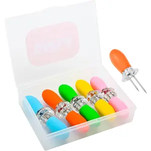 Interlocking Corn on the Cob Holders Set - 5 Pairs (10 Pcs) Corn Cob Holders with Silicone Handles, Dishwasher Safe Corn Skewers, Bright Color Corn Sticks for Easy & Fun Dining, BBQ, and Parties