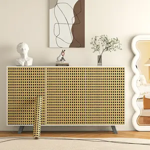 Rattan Woven Self-Adhesive Wallpaper, 2D Textured PVC, Thickened Removable Sticker, Moisture-Proof, for Bedroom, Living Room, Restaurant, Study, Tea Room