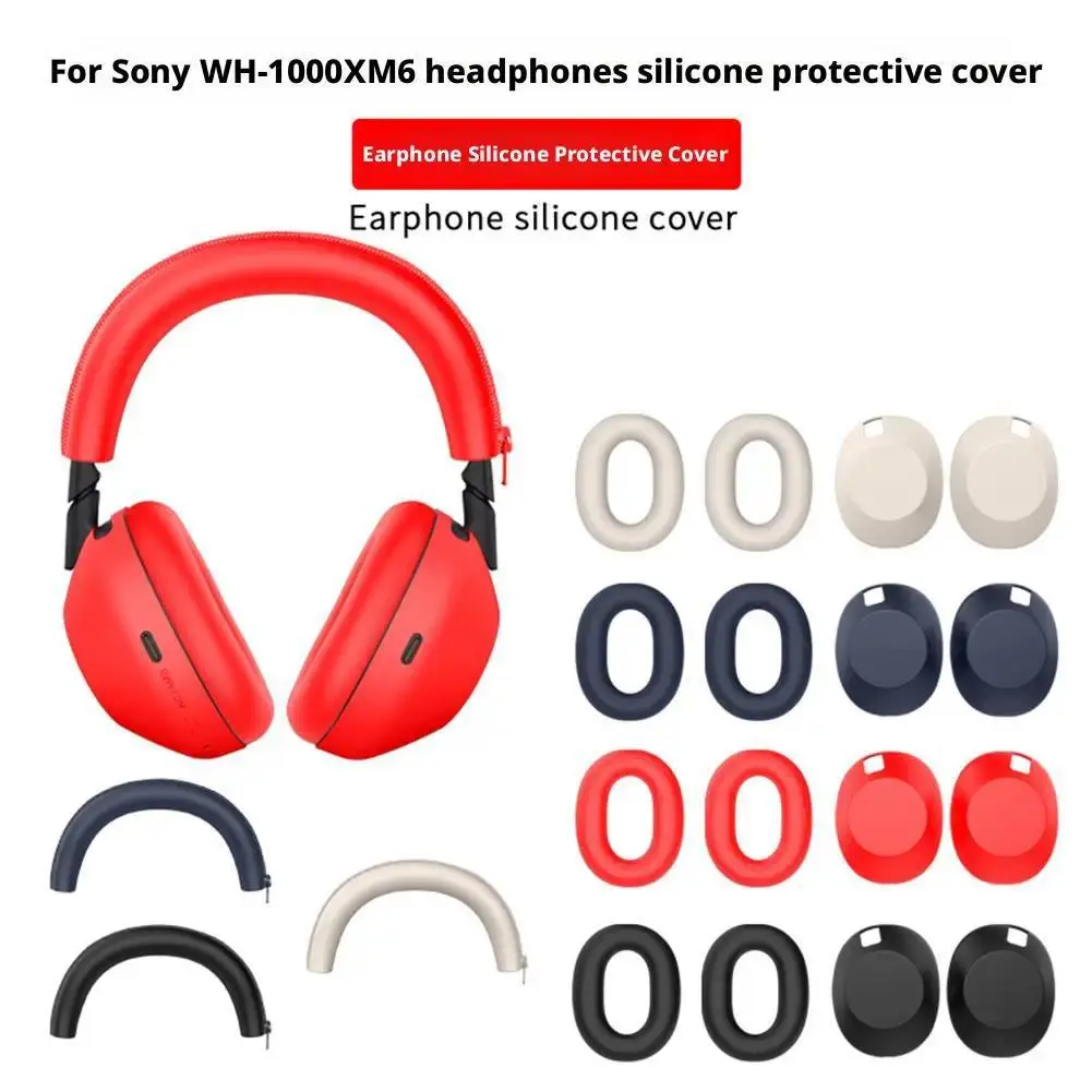 For WH-1000XM6 Silicone Protective Case Shockproof Cover for Sony XM6 Headphones Anti-Scratch Soft Shell with Ear Cup Protection Accessory Earphone Headset