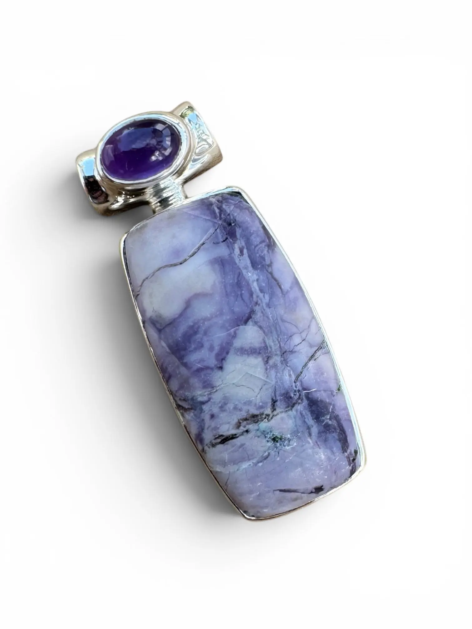 Tiffany Stone & Amethyst Solid 925 Sterling Silver Pendant