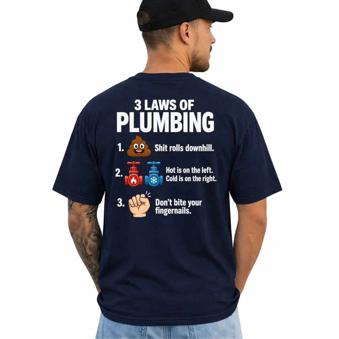 Funny Plumbing T-Shirt, Short Sleeve Printed Graphic Shirt, Daily Casual Cotton Menswear