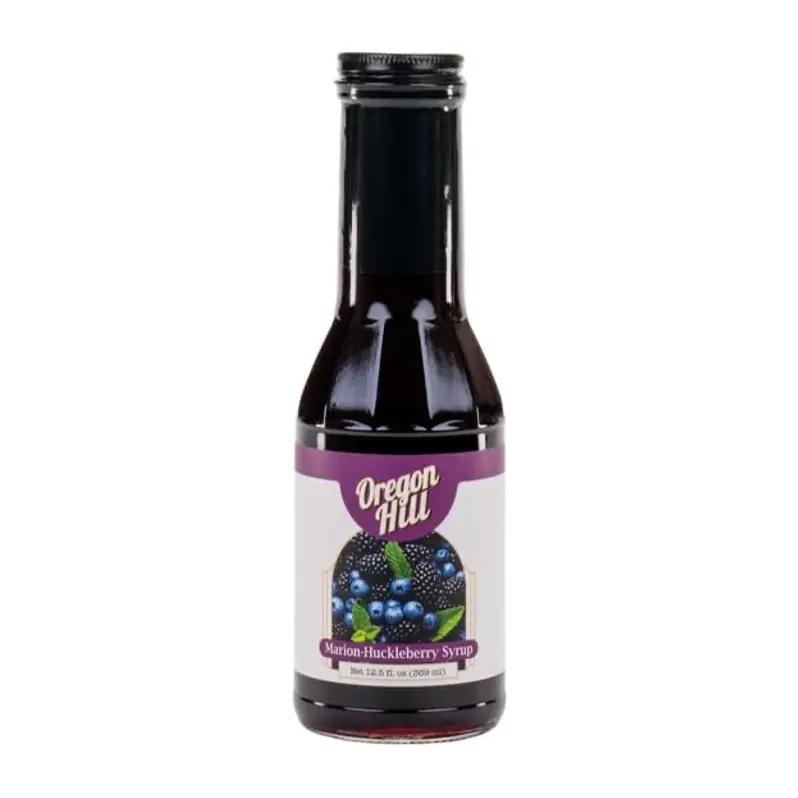 Marion-Huckleberry Syrup by Oregon Hill Farms — 12.5 fl oz | Premium Gourmet Oregon-Made Berry Syrup for Pancakes, Desserts & Cocktail Toppings