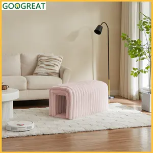 [GOOGREAT]Seat, Fashionable Seat Ottoman Bench Storage  Foot Rest For Couch Pet Supplies  Corduroy Bench Cat'S Nest To Hide For The Living Room, Entryway And Bedroom,PINK
