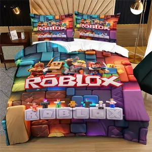 Roblox Character Collage Duvet Cover Set, 2/3-Piece (1 Duvet Cover + 1-2 Pillowcases) Soft Microfiber Bedding, Vibrant Gaming Design – Perfect Gift for Kids & Roblox Fans