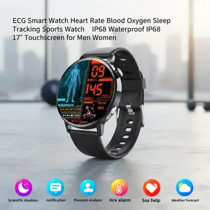ECG Smart Watch Heart Rate Blood Oxygen Sleep Tracking Sports Watch IP68 Waterproof 1.7" Touchscreen for Men Women