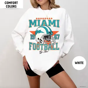 Comfort Colors Miami Football Sweatshirt, Vintage Miami Football Crewneck, Retro Miami Shirt, Miami Florida Football Gift,Dolphin Sweatshirt