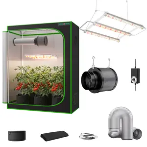 ALPHAGROW 1800D Grow Tent Kit, 2x2 2x4 4x4 Multiple Sizes, ABA 32W LED (UVA/IR/Red), 6" 2-in-1 Integrated Fan Filter 320CFM, Silver Ducting, Air Filtration For Mushroom & Hydroponics, Professional Indoor Growing Complete System Full Setup Box Set