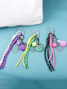 Hand Woven Rope Tennis Fitness Pendant | Sports Style Multi-Color Woven Keychain, Tennis Racket, Bell Jar Pendant, Versatile Bag Accessories,Accesorioparamochila，A Sports Pendant Gift For A Friend，Tennis Fitness Style Backpack Pendant