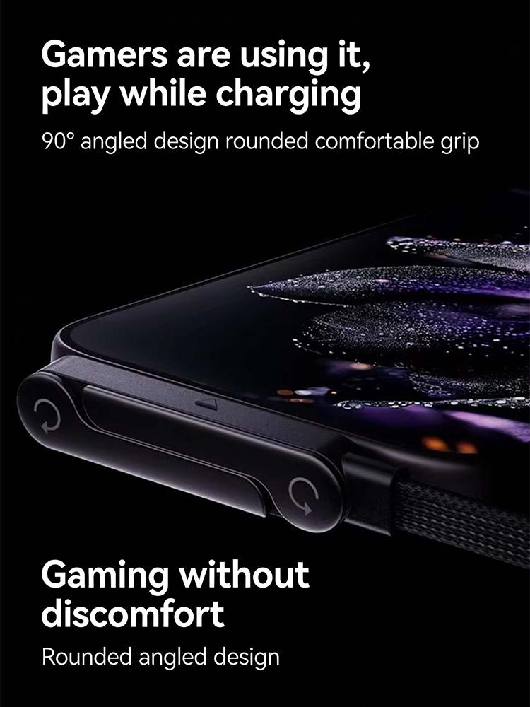 2-in-1 Invisible Phone Stand & Charging Cable, 240W Super Fast Charging Type-C Cable, Portable Hidden Holder Cord for Gaming Office Car Travel, Black Universal Cell Phone Accessory