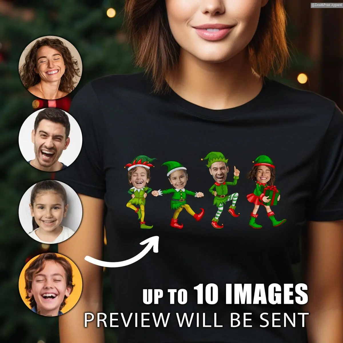 Family Custom Face Christmas T-Shirt, Funny Christmas Elf Custom Photo Shirts, Christmas Family Party tee Anime Inspired Tee