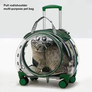 Pet Trolley Case Clear Ventilation Holes Silent Wheels Convenient Portable Cats Dogs Backpack for Travel