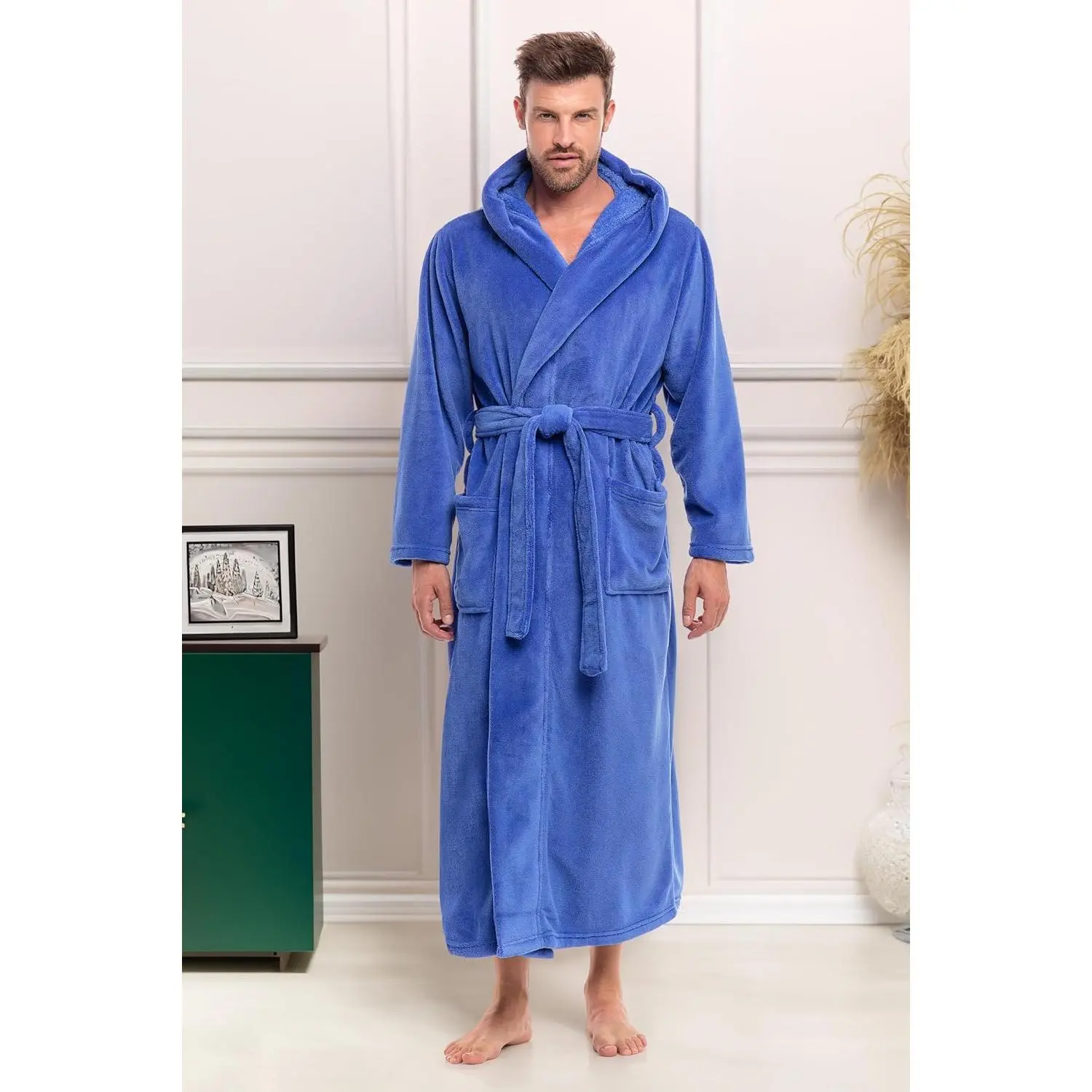 Alexander Del Rossa Mens Robe With Hood, Plush Fleece Hooded Mens Bathrobe, Big And Tall Bath Robe For Men Alexander Del Rossa Mens Robe With Hood, Plush Fleece Hooded Mens Bathrobe, Big And Tall Bath Robe For Men
