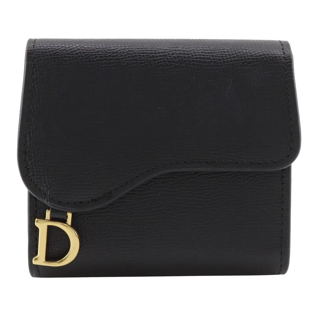 Pre-owned Dior Calfskin Small Leather Goods Compact Wallet Calf Compact Wallet