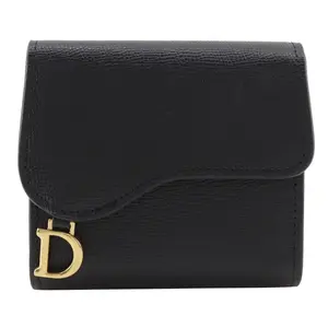 Pre-owned Dior Calfskin Small Leather Goods Compact Wallet Calf Compact Wallet