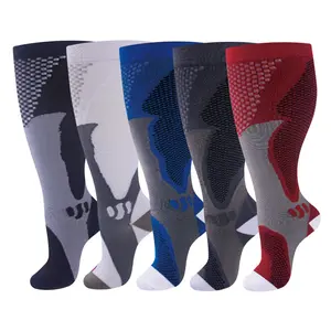 MhzyCaus Plus Size Compression Socks – High Elastic Support for Big Calves, Quick-Dry Breathable Nylon, Anti-Slip & Anti-Friction for Running & Fitness