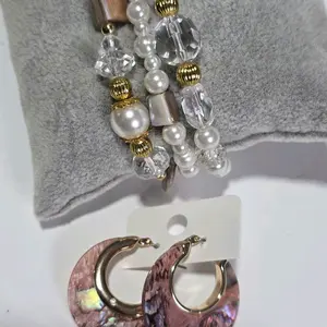 Handmade with Love Planty Shell Revival Three Stack Bracelet Luxe Earrings Gift Bundle