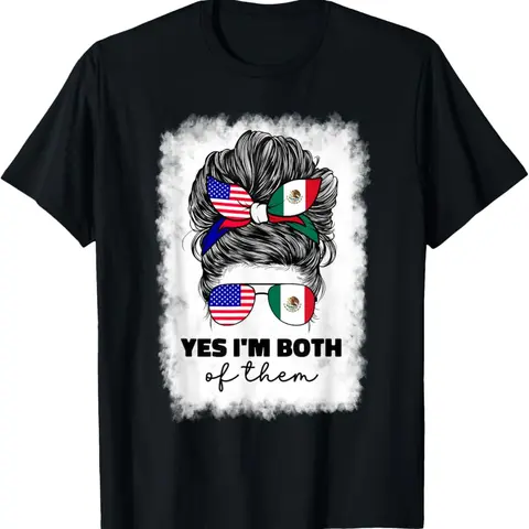 100%cotton Half Mexican And American Mexico America Usa Flag Girl Woman T-Shirt