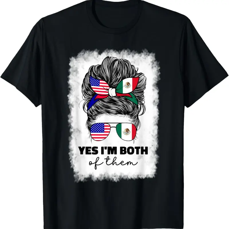 100%cotton Half Mexican And American Mexico America Usa Flag Girl Woman T-Shirt